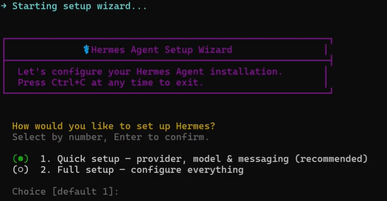 Hermes Quick setup