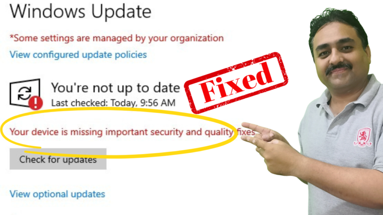 Your device is missing important security and quality fixes